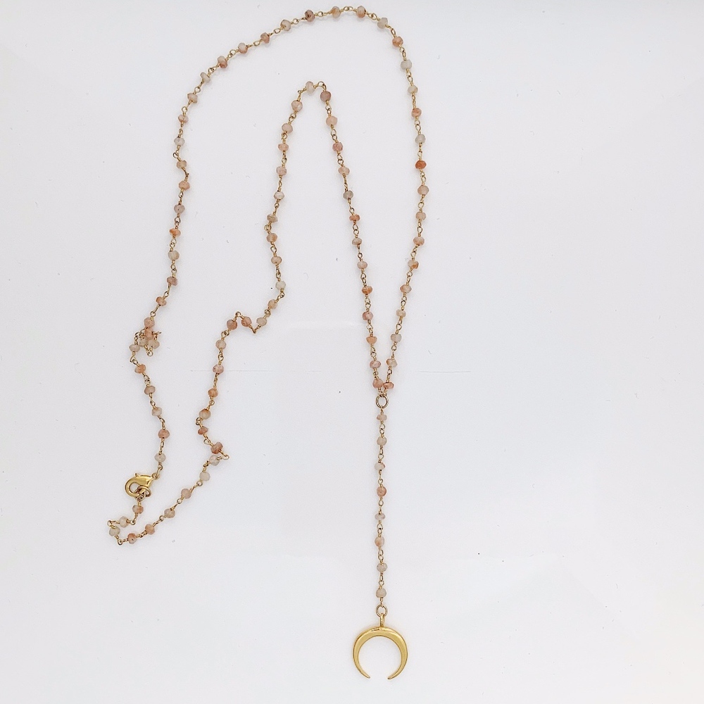 Blush Moonstone Crescent Necklace
